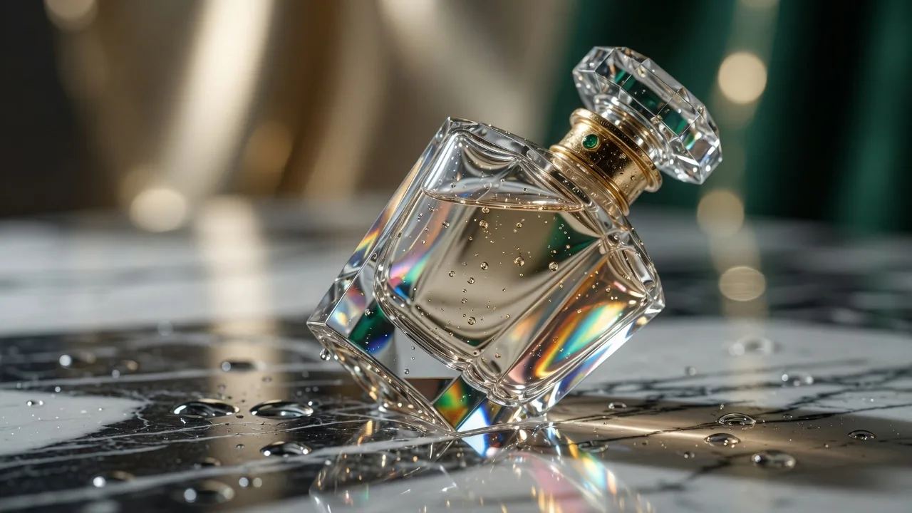 Perfume styled in a branded lifestyle scene