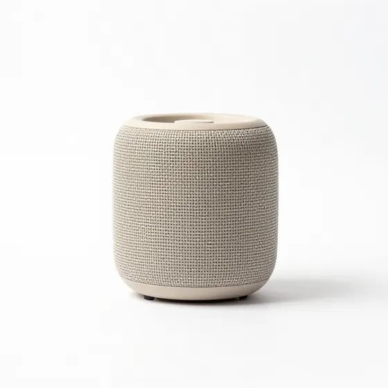 Compact speaker isolated on a white studio background